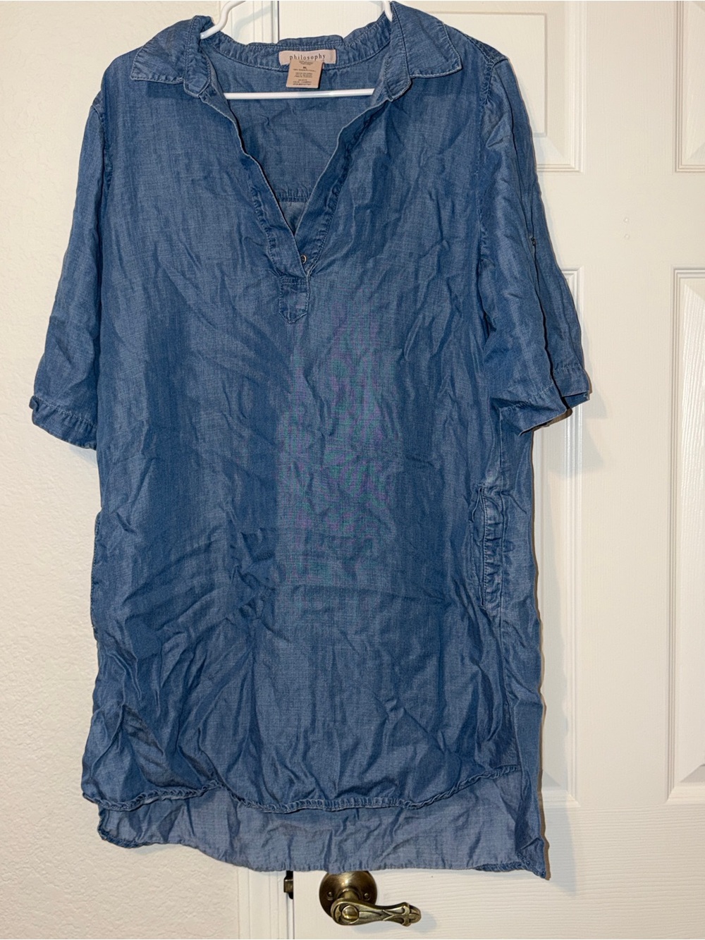 Philosophy Washed Blue Midi Shirt Dress